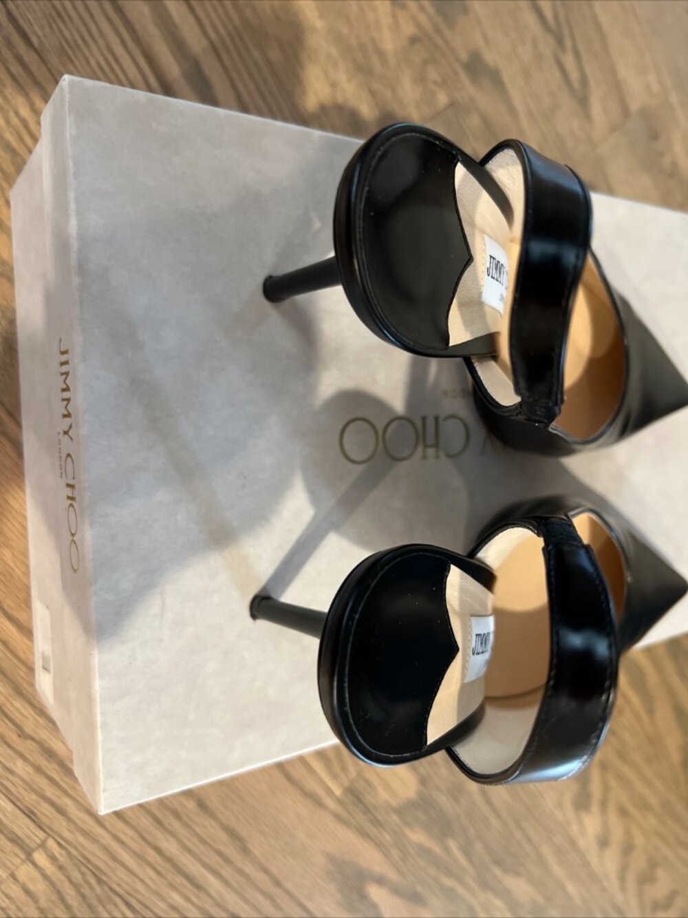 Jimmy Choo liquid Black Sling back Heels. Heel Height Approx 3inch - Picture 7 of 8